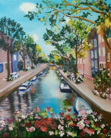 Painting “Spring city”, Canvas, Oil paint, Impressionist, Marine, 2019 - photo 1