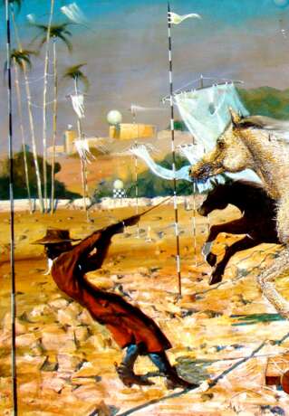 Painting “To the races”, Canvas, Oil paint, Surrealism, Everyday life, 2011 - photo 2