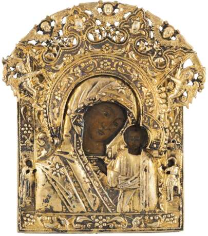 Gottesmutter von Kasan mit vergoldetem Silberoklad - фото 1
