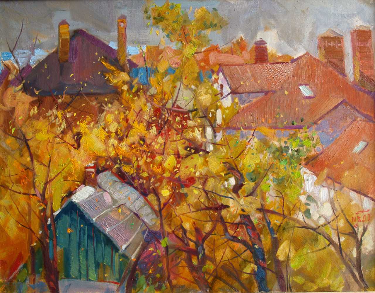 Осень в окне живопись