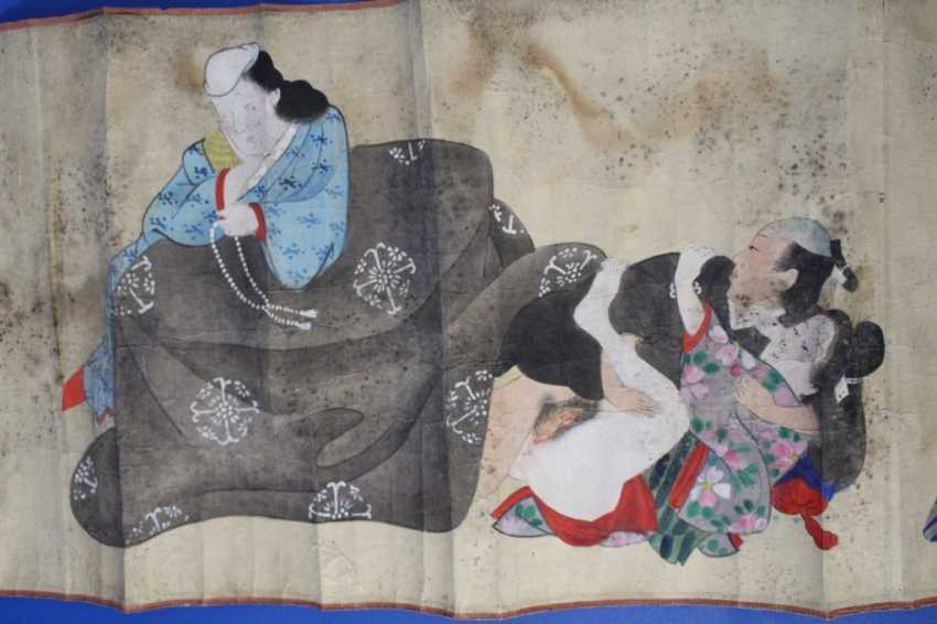 Scenes of the Kama Sutra (10 scenes) on papyrus.