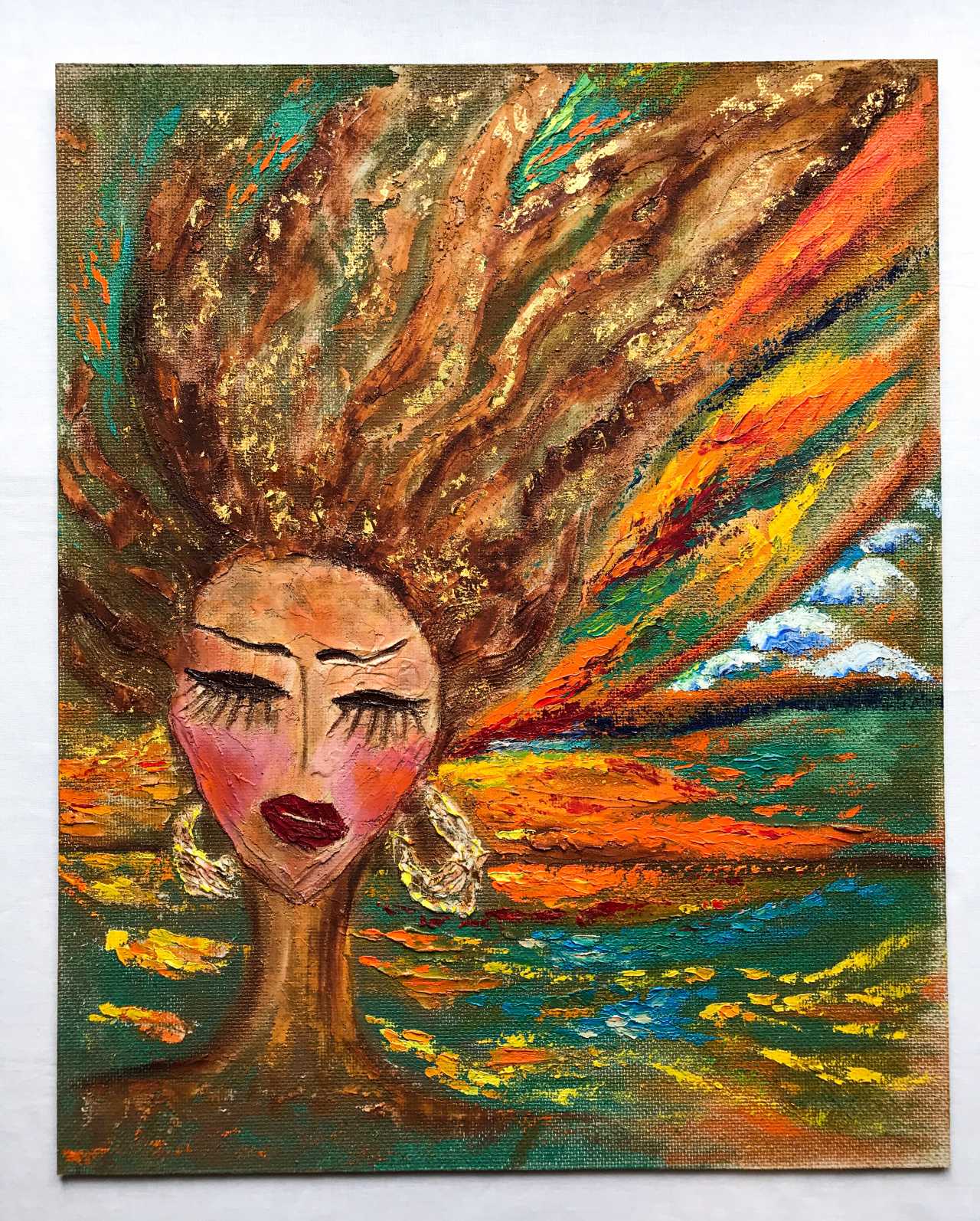 Impressionist Wood Acrylic paint — buy online. ”Sunny Diva (Sun Diva)“ from artist Irina Kudryavtseva, Nizhny Novgorod with Impressionist, Wood, Acrylic paint, produced in 2020 | Veryimportantlot - ID29607