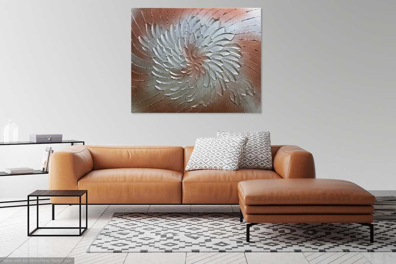 Design Painting Abstract art, Contemporary art, Expressionism, Minimalism  Canvas on the subframe, Linen Mixed media, Texture paste — buy online.  Design Painting ”ROUND DANCE OF PETALS“ from artist Mary Romanova, Samara  with
