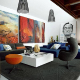 The unique interior design with paintings by artists