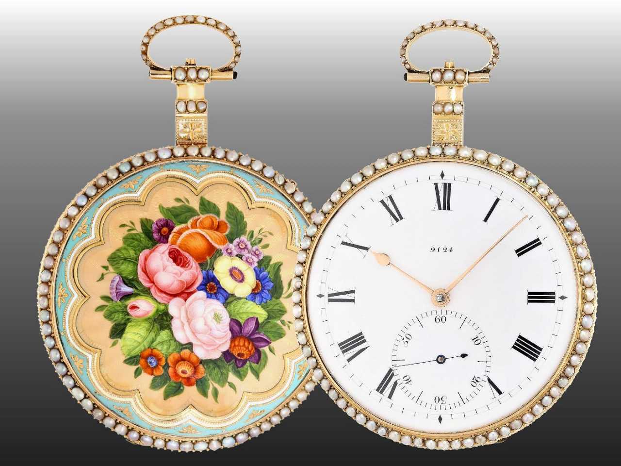 Pocket watch important, a Museum, a big Gold/enamel pocket watch with