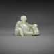 A VERY RARE PALE GREENISH-WHITE JADE FIGURE OF A SEATED SCHOLAR - photo 1