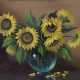 Hofman, H. - Sonnenblumen in Glasvase, Öl auf Leinwand, rechts - Foto 1