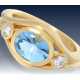Ring: moderner, massiver und außergewöhnlich gearbeiteter Aquamarin/Brillant-Goldschmiedering von herausragender Qualität - фото 1