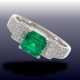 Ring: sehr schöner, vintage Smaragd/Brillant-Goldschmiedering, hochfeiner Smaragd - Foto 1