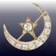 Brosche: ausgesprochen schöne und außergewöhnliche antike russische Diamantbrosche, Motiv"Mondsichel", große Diamanten, ca.2,5ct - фото 1