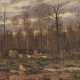 GUSTAV ADOLF THAMM 1859 - 1925 Herbstwald mit gefällten Bä - Foto 1