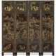 A GILT-DECORATED BLACK LACQUER FOUR-PANEL FOLDING SCREEN - photo 1