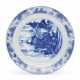 A BLUE AND WHITE `LANDSCAPE` DISH - фото 1
