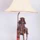 Figur eines Samurai zu Pferd mit Lampe - photo 1