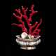 Wunderkammerobjekt - Rote Koralle mit Bergkristall in Silberschälchen - photo 1