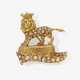 Löwenbrosche verziert mit Diamanten im Achtkantschliff - photo 1