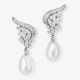 Ein Paar Ohrgehänge mit Diamanten und tropfenförmigen Perlen - photo 1