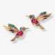Ein Paar Ohrstecker "Kolibri" verziert mit Turmalinen - photo 1