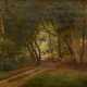 Kirchner, Albert Emil (1813-1885) "Waldweg im Sommer" 1858, Öl/Leinwand, u.l. monogr./dat., verso Klebeetikett "Galerie Commeter/Hbg." und Besitzerangaben, Prunkrahmen, 56,5x70cm (m.R. 76,5x90cm), kleiner Leinwanddefekt (~5mm) - Foto 1