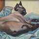 Fredderich, Rudolf (1886-1976) “Siam Katze auf Decke“, Öl/Leinwand auf Platte kaschiert, 39,5x49cm (m.R. 42x51,5cm), leicht berieben - photo 1