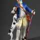 Polychrom staffierte Meissen Figur „Jäger mit Hund und Rebhuhn“ in seltener Farbgebung, Entw.: Peter Reinicke um 1753/1754, Ritznr.: 60248/1302, 20.Jh., H. 14,5cm - Foto 1