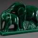 Lemanceau, Charles (1905-1980) "Zwei Elefanten" um 1925, Keramik monochrom grün glasiert, sign., Herst.: Faïencerie de Saint-Clément, 33x9,5x23cm - photo 1