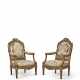 A PAIR OF LATE LOUIS XV GILT WALNUT AND WHITE-PAINTED FAUTEUILS - фото 1