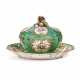 A SEVRES PORCELAIN GREEN-GROUND PIERCED CHESTNUT BASKET AND COVER ON FIXED STAND (MARRONNIERE CONTOURNEE OR TENANT AU PLATEAU) - фото 1