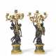 A PAIR OF FRENCH ORMOLU AND PATINATED BRONZE THREE-LIGHT CANDELABRA - photo 1