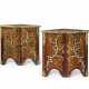 A PAIR OF REGENCE ORMOLU-MOUNTED AMARANTH, AND SATINWOOD PARQUETRY ENCOIGNURES - фото 1