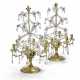 A PAIR OF FRENCH ROCK CRYSTAL, CUT-GLASS, GREEN GLASS AND LACQUERED BRASS SIX-LIGHT CANDELABRA - фото 1