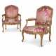 A PAIR OF LOUIS XV GILTWOOD FAUTEUILS - фото 1