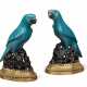 A PAIR OF TURQUOISE-GLAZED FIGURES OF PARROTS WITH ORMOLU MOUNTS - photo 1