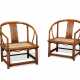 A PAIR OF CHINESE LOW TEAK HORSESHOE-BACK ARMCHAIRS - фото 1