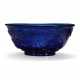 A CARVED BLUE GLASS BOWL - фото 1