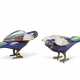 A PAIR OF CLOISONNÉ ENAMEL HAWK-FORM CENSERS AND COVERS - фото 1