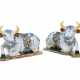 A PAIR OF DUTCH DELFT POLYCHROME MODELS OF RECUMBENT COWS - photo 1