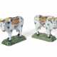 A PAIR OF DUTCH DELFT POLYCHROME MODELS OF STANDING COWS - фото 1