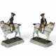 A PAIR OF DUTCH DELFT COLD-PAINTED EQUESTRIAN GROUPS - фото 1