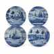 FOUR DUTCH DELFT BLUE AND WHITE 'HERRING FISHERY' PLATES - фото 1