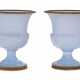 A PAIR OF ORMOLU-MOUNTED PALE-BLUE TRANSLUCENT OPALINE GLASS CAMPANA VASES - фото 1