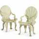 TWO VENETIAN STYLE MINT-GREEN PAINTED GROTTO CHAIRS - photo 1