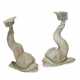 A PAIR OF ENGLISH LEAD GARDEN ORNAMENTS IN THE FORM OF DOLPHINS - photo 1