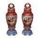 A PAIR OF MASSIVE JAPANESE EXPORT PORCELAIN IMARI VASES, COVERS AND STANDS - фото 1