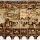 A CHINESE POLYCHROME-DECORATED COROMANDEL EIGHT-PANEL SCREEN - photo 1