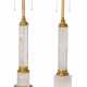 A PAIR OF GILT-METAL MOUNTED ROCK CRYSTAL TABLE LAMPS - фото 1