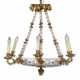 A BOHEMIAN TRANSPARENT RUBY AND WHITE OVERLAY GLASS SIX-LIGHT CHANDELIER - Foto 1