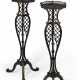 A PAIR OF GEORGE III BLACK-PAINTED AND PARCEL-GILT TORCH&#200;RES - фото 1