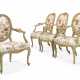 A SET OF FOUR NORTH ITALIAN CELADON-PAINTED AND PARCEL-GILT ARMCHAIRS - фото 1