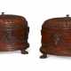 A PAIR OF GEORGE III STYLE MAHOGANY OVAL CASKETS - Foto 1